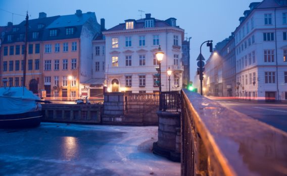 冬の朝のコペンハーゲン　デンマークの冬の風景