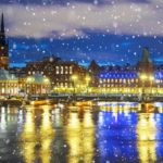 冬の夜のストックホルム　スウェーデンの冬の風景