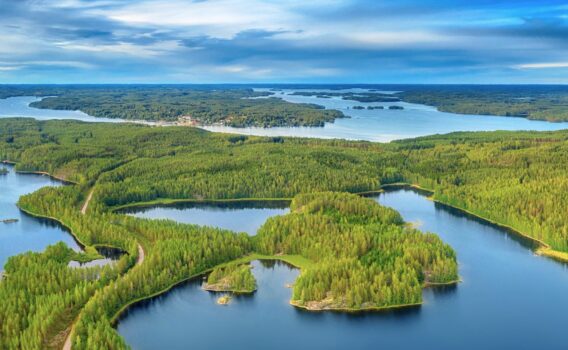 緑の森と青い湖　フィンランドの夏の風景