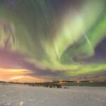 アークレイリのオーロラ　アイスランドのオーロラの風景