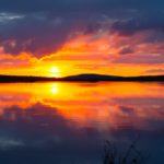 ラップランドの夕暮れの風景　フィンランドの風景