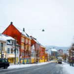 年末のベルゲンの町並み　ノルウェーの冬の風景