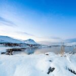 冬のノルウェー海　沿岸の風景　ノルウェーの風景