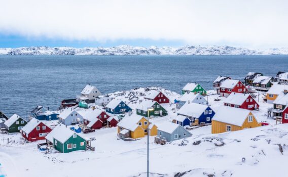 冬のヌークの風景　グリーンランドの風景