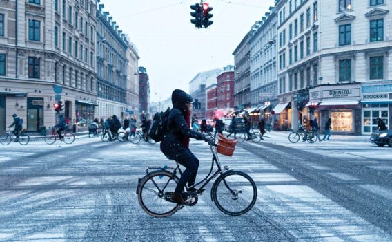 冬のコペンハーゲンの街角　デンマークの風景