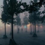 冬の夜のコペンハーゲンの風景　デンマークの風景