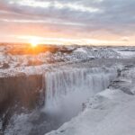 冬のデティフォス アイスランドの冬の風景