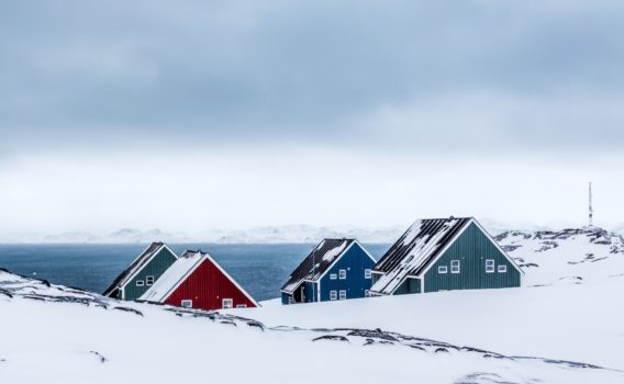 グリーンランドの首都ヌークの冬の風景　グリーンランドの風景