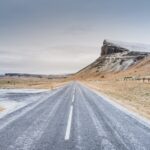 冬の国道1号線　アイスランドの冬の風景
