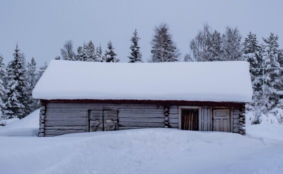 冬のカイヌラスヤルヴィ　スウェーデンの冬の風景