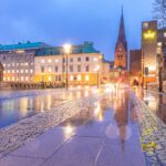 夕暮れのマルモの街並み　スウェーデンの風景