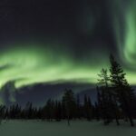 スウェーデンのオーロラの風景