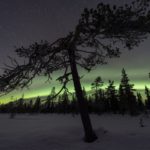 ラップランドのオーロラ　スウェーデンの風景