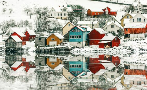 冬のオーレスン　ノルウェーの風景