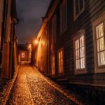 ポルヴォーの夜の風景　フィンランドの風景