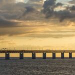 夏の夕暮れのオーレスン・リンク　デンマークの風景
