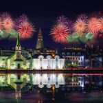 レイキャビクの新年の風景　アイスランドの風景