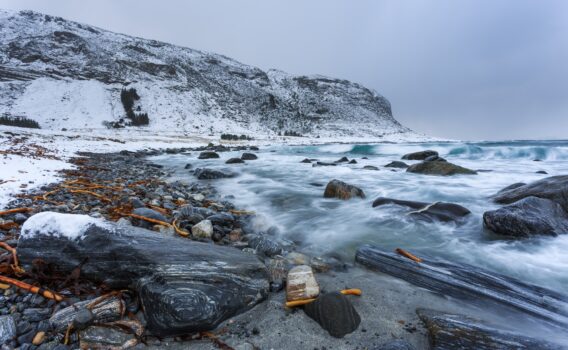 ノルウェーの島の風景　ノルウェーの冬の風景
