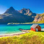 ロフォーテン諸島のビーチ　ノルウェーの風景