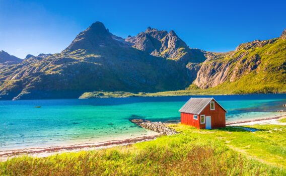 ロフォーテン諸島のビーチ　ノルウェーの風景