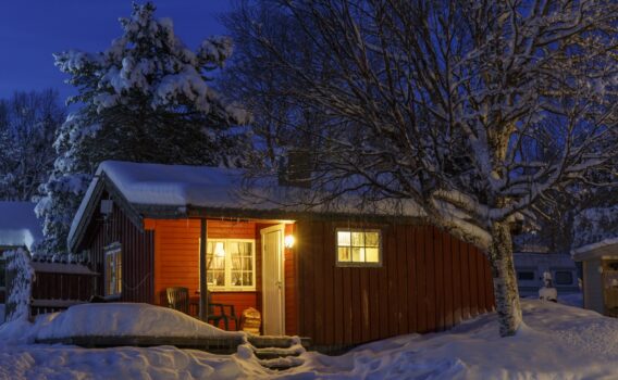 センヤ島の冬の夜の風景　ノルウェーの冬の風景