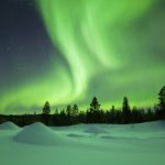 冬のラップランドのオーロラ風景　フィンランドの冬の風景