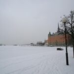 雪の舞う二月のストックホルムの風景　スウェーデンの冬の風景