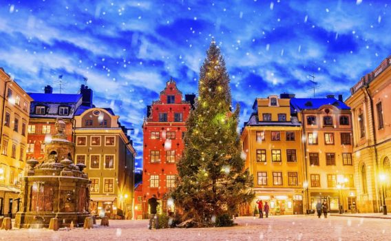 ストックホルムのクリスマス風景　スウェーデンの冬の風景