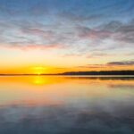 メーラレン湖の夕日　スウェーデンの風景