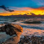 ノルウェー海の夕焼け　ノルウェーの風景