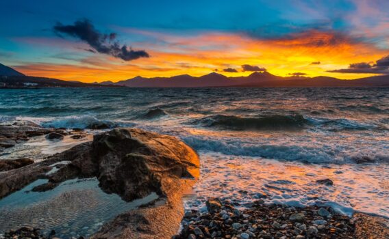 ノルウェー海の夕焼け　ノルウェーの風景