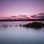 夕空と川の風景　スウェーデンの風景