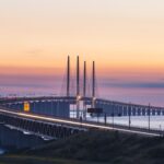 夏の夕暮れのオーレスン・リンク　デンマークの風景
