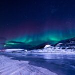 ロングイェールビーンのオーロラ ノルウェーの風景