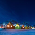 スピッツベルゲン島　冬の夜の絶景　ノルウェーの冬の風景