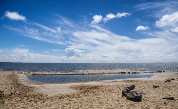 砂浜とワッデン海　イェルティングの風景　デンマークの風景