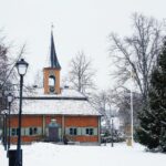 冬のシグトゥーナ市庁舎　スウェーデンの冬の風景
