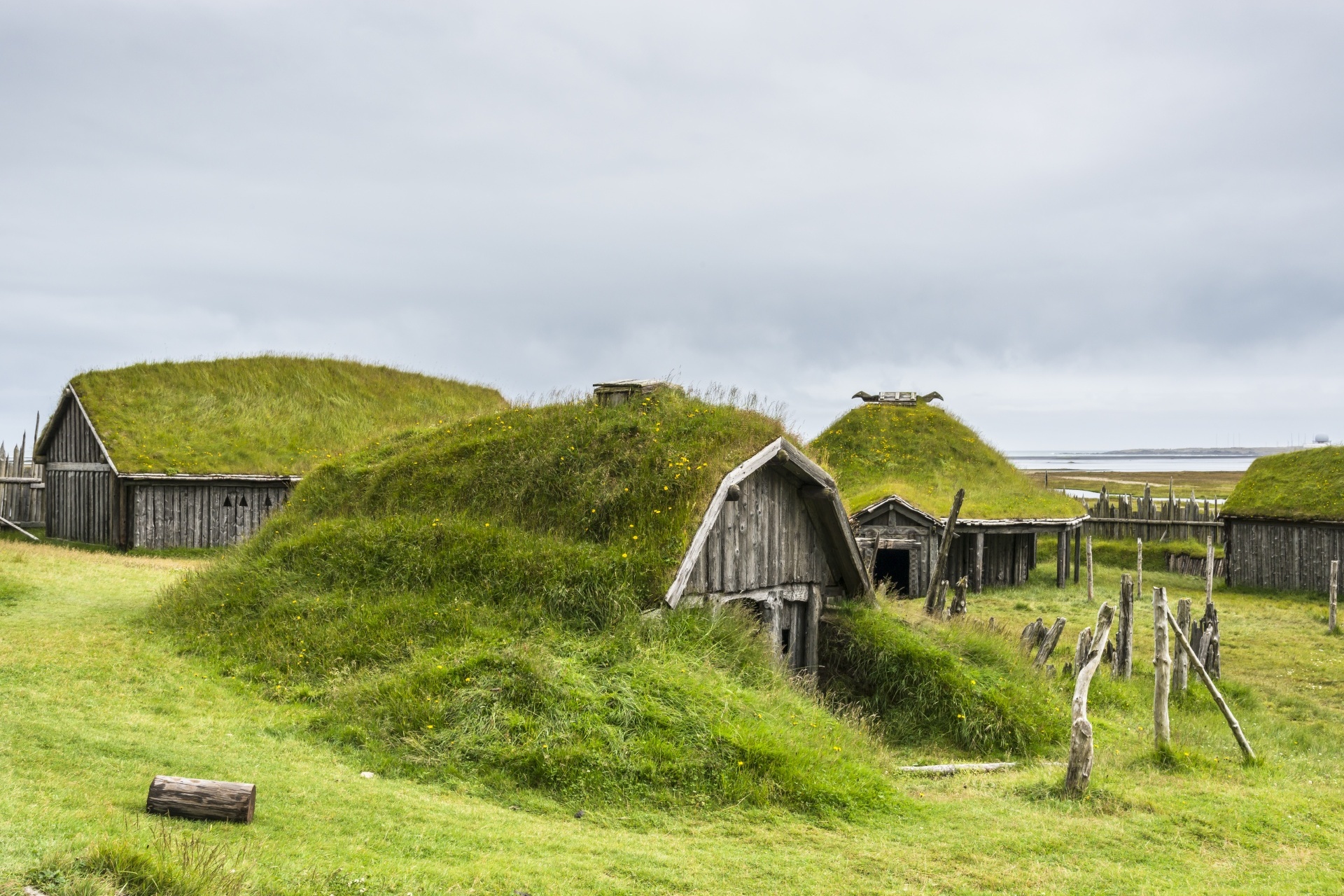 伝統的なヴァイキングの家屋　アイスランドの風景