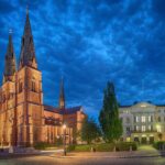 夕暮れのウプサラ大聖堂　スウェーデンの風景