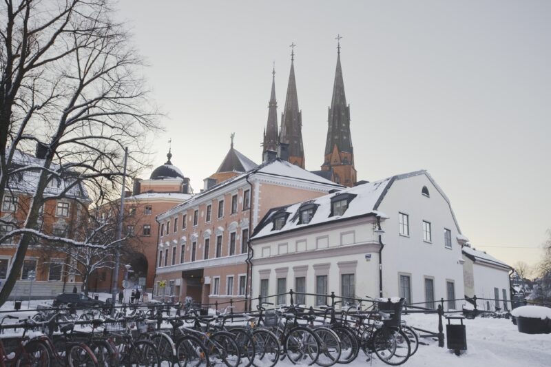 冬のウプサラ旧市街　スウェーデンの冬の風景