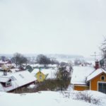 丘から見る町並み　スウェーデンの冬の風景