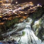 フロイエン山から見る冬の夜のベルゲン　ノルウェーの冬の風景