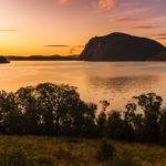 夏の夕暮れの風景　ノルウェーの夏の風景