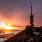 ベルゲンの冬の夕日　ノルウェーの風景
