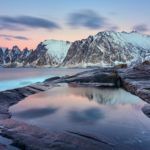 冬のセニヤ島の風景　ノルウェーの冬の風景