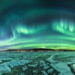トロンハイムのオーロラ　ノルウェーの冬の風景