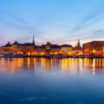 夕暮れのストックホルム　ガムラスタン旧市街の風景　スウェーデンの風景