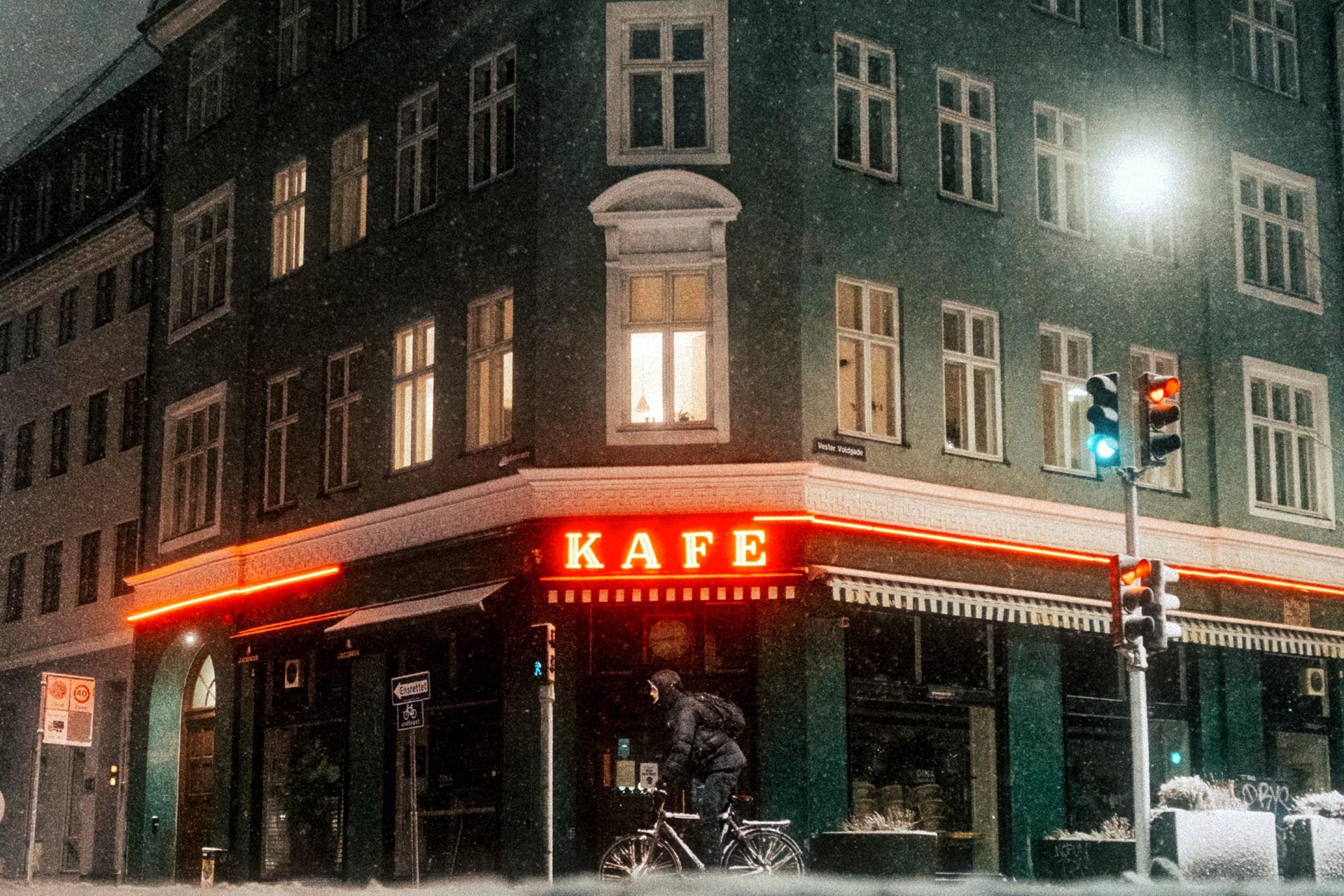 冬の夜のコペンハーゲン　デンマークの冬の風景