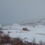 アークレイリ空港の除雪の風景　アイスランドの冬の風景