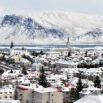 冬のレイキャビクの町並み　アイスランドの冬の風景
